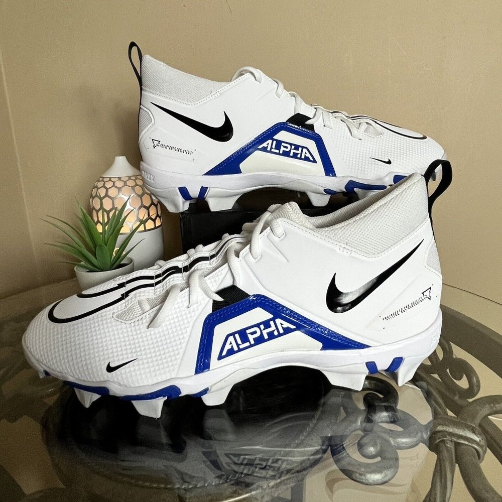 Nike Alpha Menace 3 Shark Football Cleats White Blue Men's‎ Size 13 CV0582-101